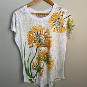 Life Style Women's White Short Sleeve See-Though Tee Size Large